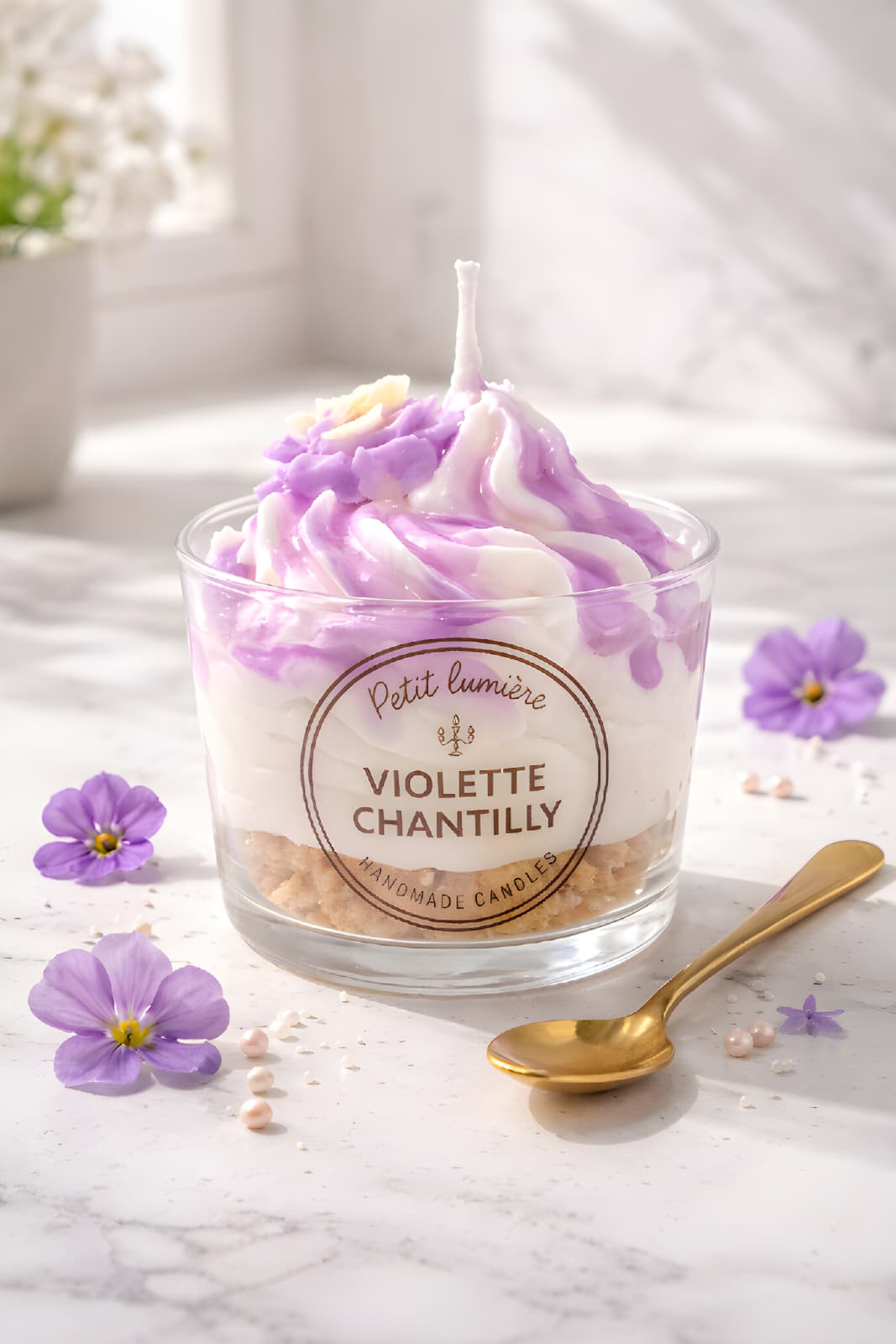 Violet Chantilly Dessert Candle